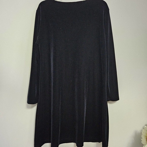 Jacqueline Ferrari Black Velvet Dress Size 8 Stretch Holiday Cocktail Elegant - Picture 2 of 6